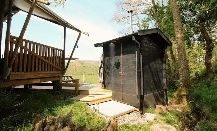 Re fresh and cleanse using the outdoor cold water shower.